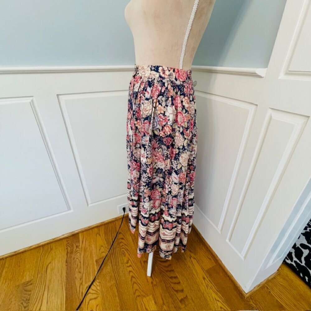 Vintage Prairie 1970's Cottagecore Floral Full Midi Skirt Medium - Picture 4 of 11
